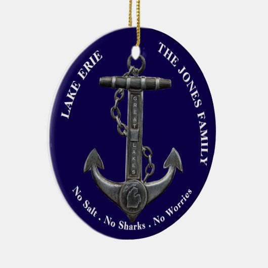 Lake ERIE Patriottisch noodlijdend nautisch anker Keramisch Ornament (Rechts)