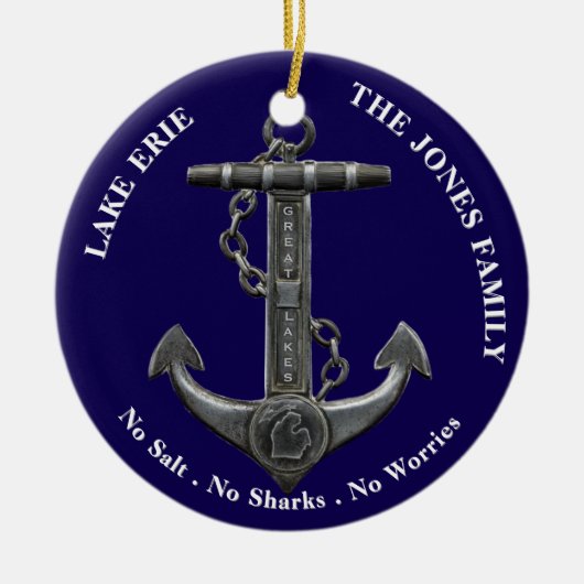 Lake ERIE Patriottisch noodlijdend nautisch anker Keramisch Ornament (Voorkant)