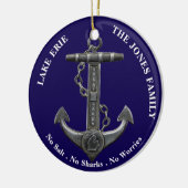 Lake ERIE Patriottisch noodlijdend nautisch anker Keramisch Ornament (Links)