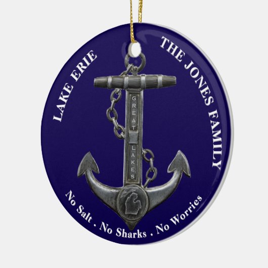 Lake ERIE Patriottisch noodlijdend nautisch anker Keramisch Ornament (Links)