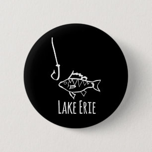 Lake Erie Pennsylvania Vissen Vis Haak Baars Tr Ronde Button 5,7 Cm