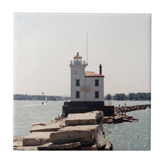 Lake Erie-vuurtoren Tegeltje (Voorkant)