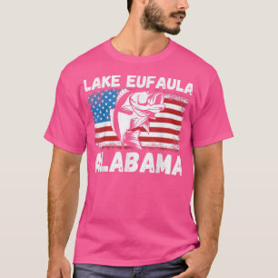 Lake Eufaula Alabama USA Patriotic Bass Vist Fi T-shirt