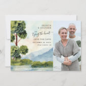 Lake Evergreen Waterverf Foto Opslaan De Datum Save The Date (Voorkant)