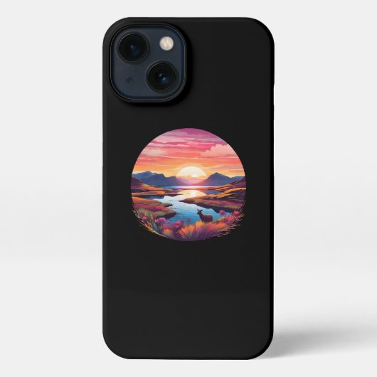 Lake Ewe zonsondergang in Schotland iPhone Hoesje (Achterkant)