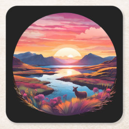 Lake Ewe zonsondergang in Schotland Kartonnen Onderzetters