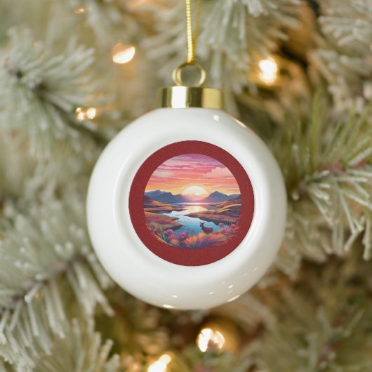 Lake Ewe zonsondergang in Schotland Keramische Bal Ornament (Boom)