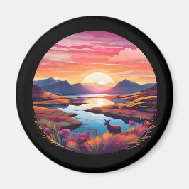 Lake Ewe zonsondergang in Schotland Magneet