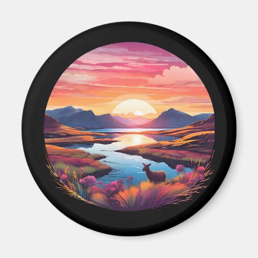 Lake Ewe zonsondergang in Schotland Magneet (Voorkant)