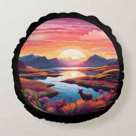 Lake Ewe zonsondergang in Schotland Rond Kussen