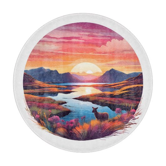 Lake Ewe zonsondergang in Schotland Snijplank (Voorkant)