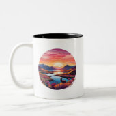 Lake Ewe zonsondergang in Schotland Tweekleurige Koffiemok (Links)