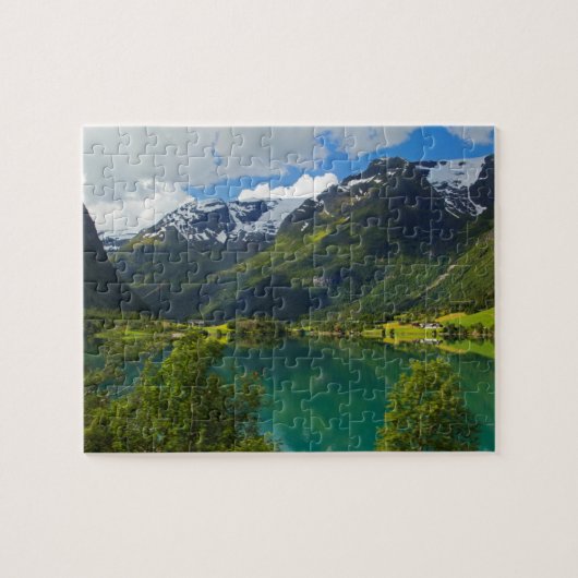 Lake Floen schilderachtig, Noorwegen Legpuzzel (Horizontaal)