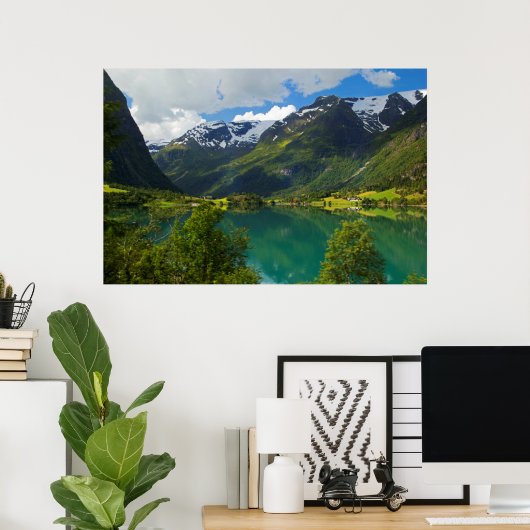 Lake Floen schilderachtig, Noorwegen Poster (Thuiskantoor)