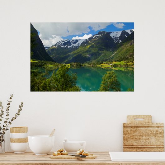 Lake Floen schilderachtig, Noorwegen Poster (Keuken)