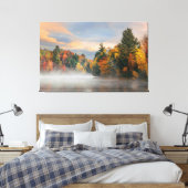 Lake Fog Herfst Foliage Sunrise Mountain New Engla Canvas Afdruk (Insitu (Slaapkamer))