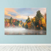Lake Fog Herfst Foliage Sunrise Mountain New Engla Canvas Afdruk (Insitu (Houten vloer))