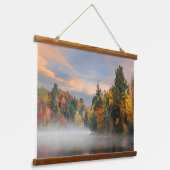Lake Fog Herfst Foliage Sunrise Mountain New Engla Hangend Wandkleed (Gebogen)