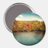 Lake Forest Trees Water Monogram Initiaal Magnet (Voorkant / Achterkant)