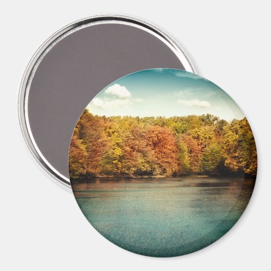 Lake Forest Trees Water Monogram Initiaal Magnet (Voorkant / Achterkant)