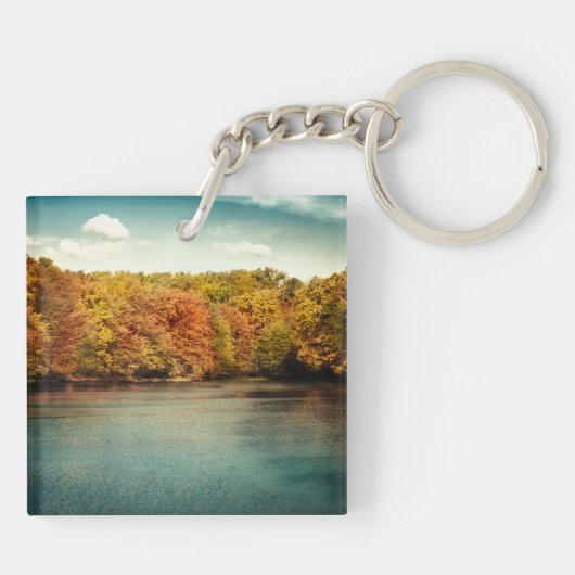 Lake Forest Trees Water Safar Sleutelhanger (Achterkant)