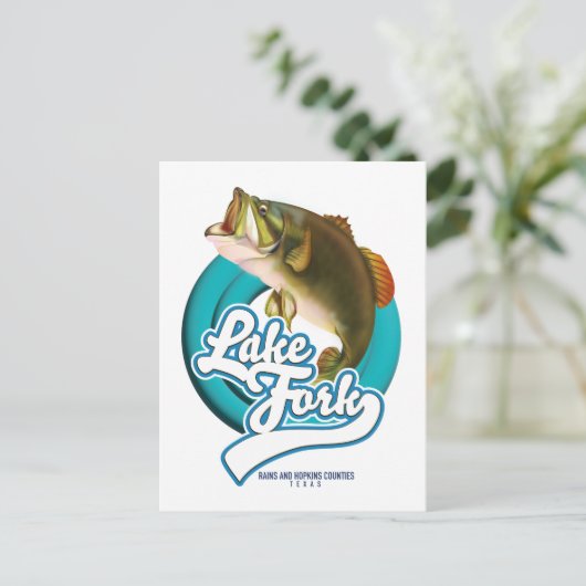 Lake Fork Texas Vist logo. Briefkaart (Staand voorkant)