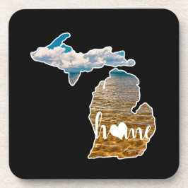 Lake Foto Michigan Silhouette met Home op Black Bier Onderzetter