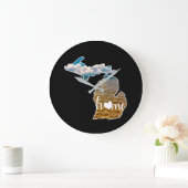 Lake Foto Michigan Silhouette met Home op Black Grote Klok (Huis)