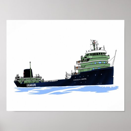 Lake Freighter Charles White Cliffs Poster (Voorkant)
