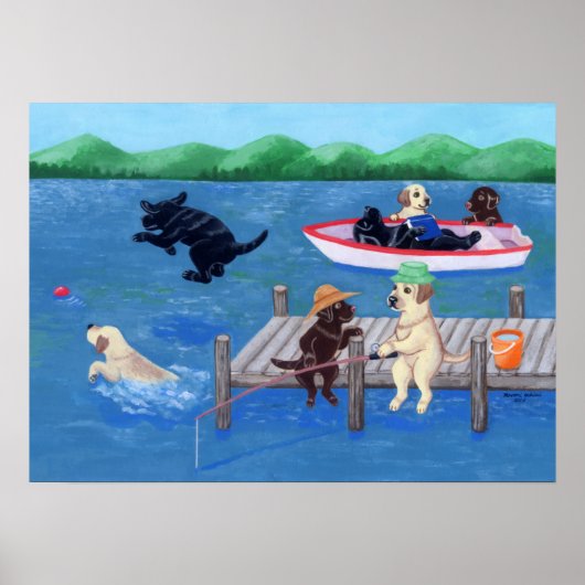 Lake Fun Labradors Poster (Voorkant)