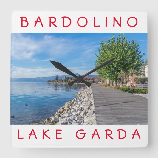 Lake Garda Bardolino vierkante wandklok (Voorkant)