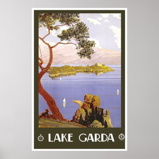 "Lake Garda" Italiaans reisbureau Poster (Voorkant)