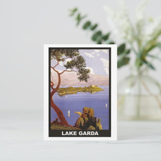 Lake Garda, Italië, oud briefkaart (Staand voorkant)