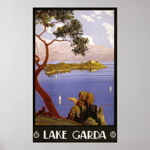 Lake Garda, Italië Vintage Travel Poster