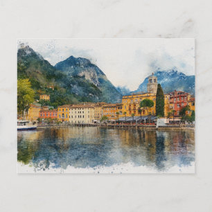 Lake Garda (Lago di Garda) - Waterverfspatten Briefkaart
