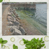 Lake Garda pier uitzicht theedoek (Gevouwen)