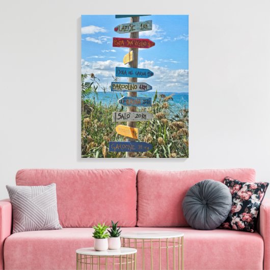 Lake Garda routebeschrijving teken uitzicht canvas (Insitu (Woonkamer))