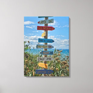 Lake Garda routebeschrijving teken uitzicht canvas Afdruk