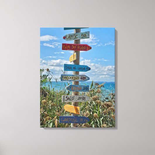Lake Garda routebeschrijving teken uitzicht canvas Afdruk (Voorkant)