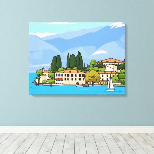 Lake Garda San Vigilio view canvas print (Insitu (Houten vloer))