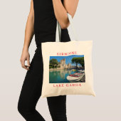 Lake Garda Sirmione Castle uitzicht canvas tas (Voorkant (product))