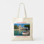 Lake Garda Sirmione Castle uitzicht canvas tas (Achterkant)