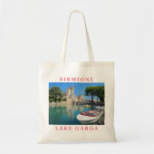 Lake Garda Sirmione Castle uitzicht canvas tas (Voorkant)