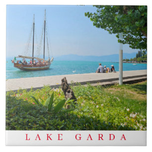 Lake Garda zeilboot uitzicht keramische tegel Tegeltje