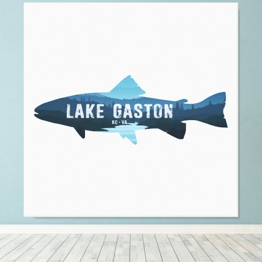 Lake Gaston North Carolina Virginia Fish Canvas Afdruk (Insitu (Houten vloer))