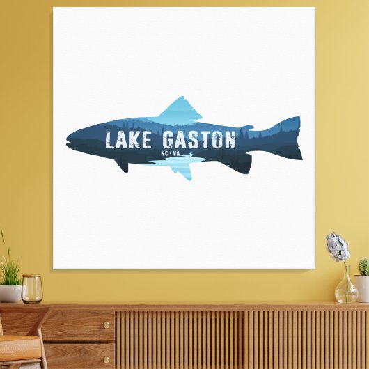 Lake Gaston North Carolina Virginia Fish Canvas Afdruk (Insitu (Woonkamer))