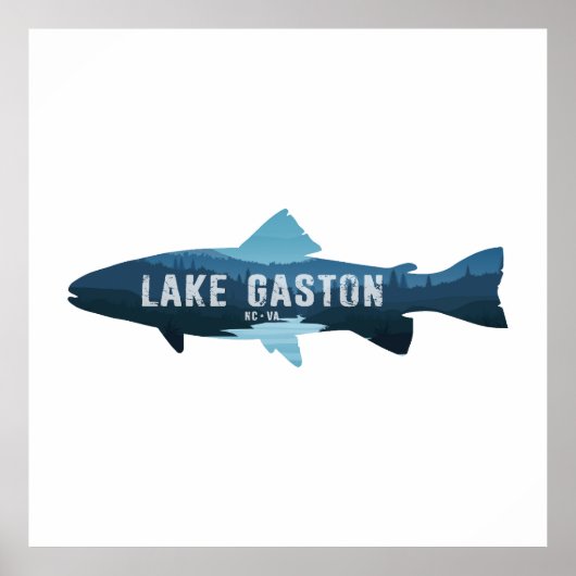 Lake Gaston North Carolina Virginia Fish Poster (Voorkant)