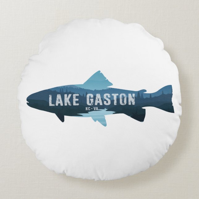 Lake Gaston North Carolina Virginia Fish Throw Pil Rond Kussen (Voorkant)