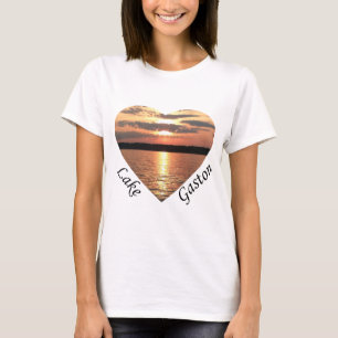 Lake Gaston Sunset Heart met Lake Gaston Tekst T-shirt