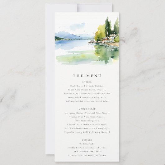 Lake Geneva Switzerland Landscape Wedding Menu  Kaart (Voorkant)